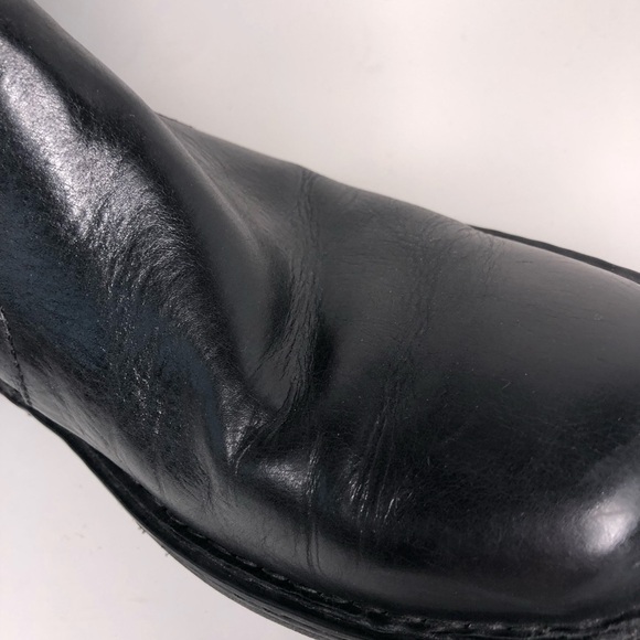 Born Ward Black Leather Side Zip Square Toe Casual Ankle Boots Mens Size 8 - Picture 12 of 12